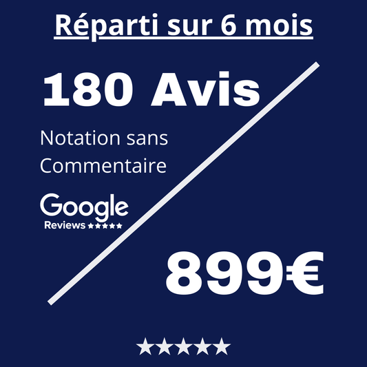 Acheter 180 Avis Google Reviews sans Commentaire