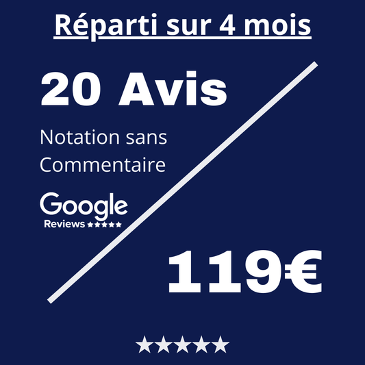 Acheter 20 Avis Google Review Notation sans Commentaire