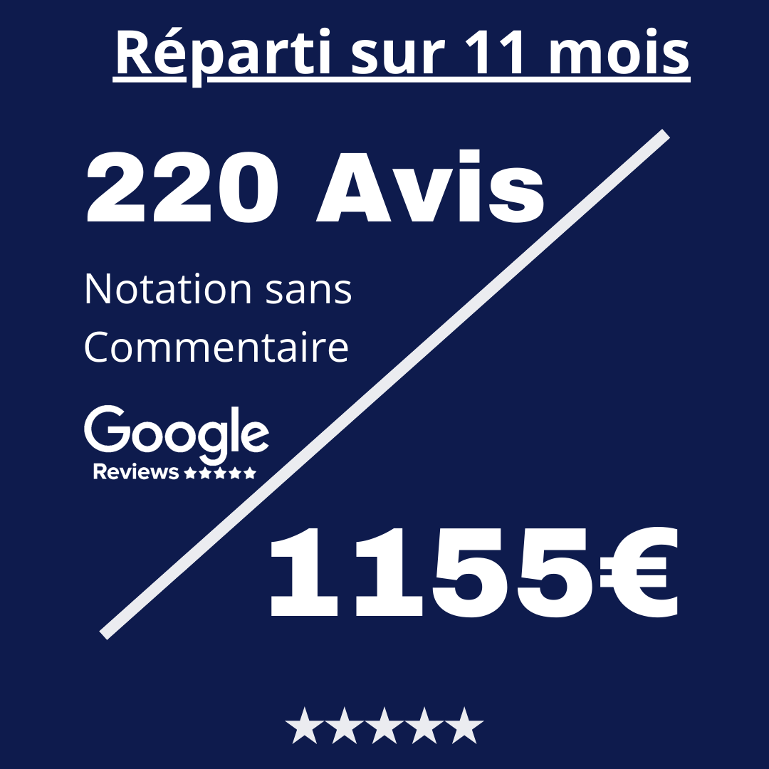 Acheter 220 Avis Google Review sans Commentaire