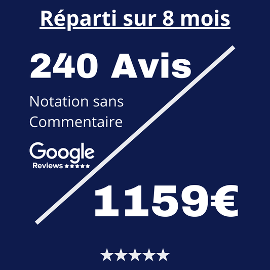 Acheter 240 Avis Google Reviews sans Commentaire