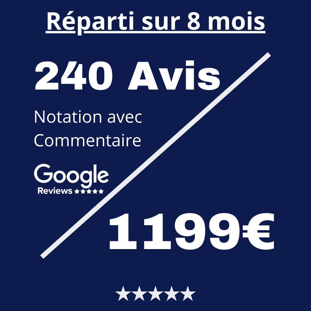 Acheter 240 Revue Google Reviews avec Commentaire