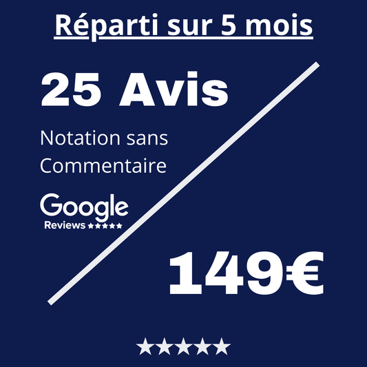 Acheter 25 Avis Google Review Notation sans Commentaire