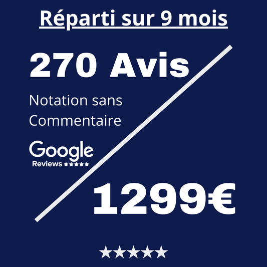 Acheter 270 Avis Google Reviews sans Commentaire