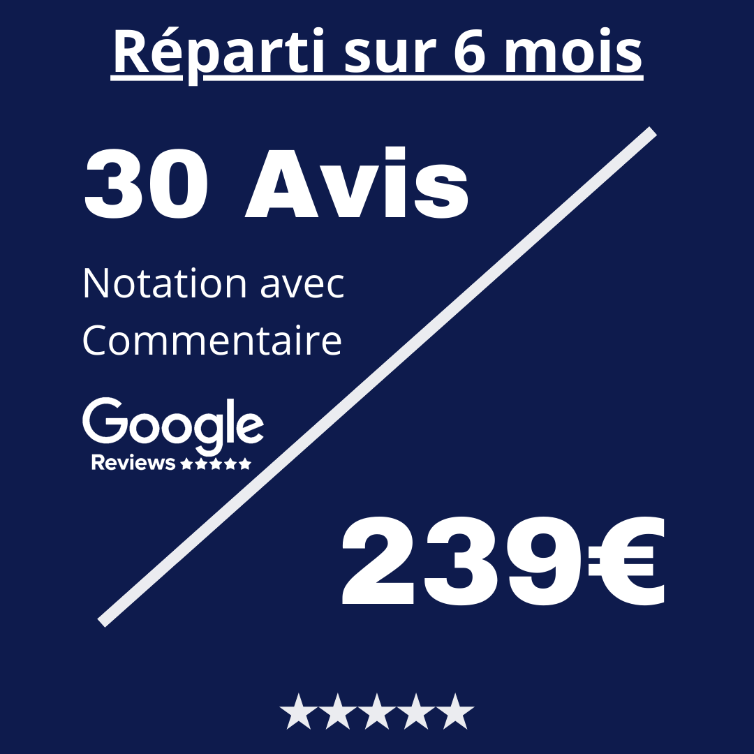 Acheter 30 Avis Google Review Notation avec Commentaire