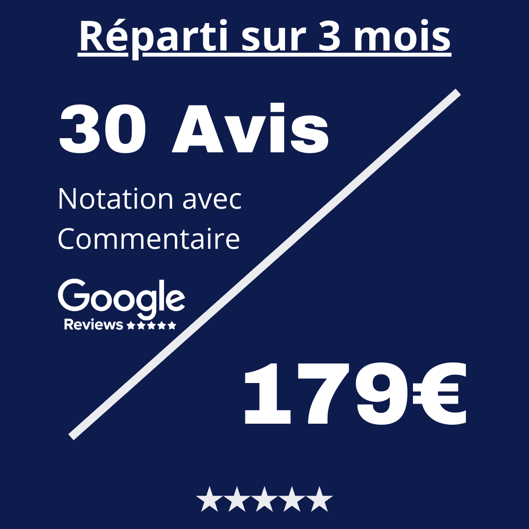 Acheter 30 Avis Google Review Notation avec Commentaire