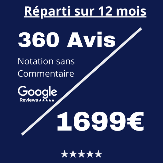 Acheter 360 Avis Google Reviews sans Commentaire