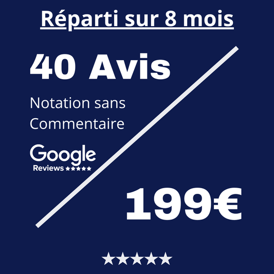 Acheter 40 Avis Google Review Notation sans Commentaire