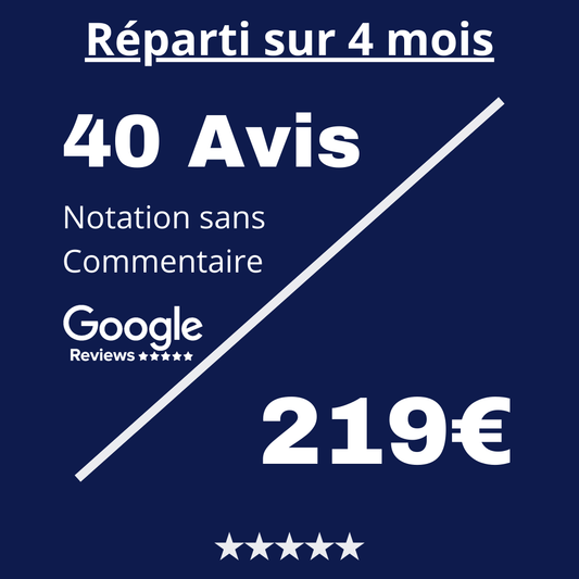 Acheter 40 Avis Google Review Notation sans Commentaire