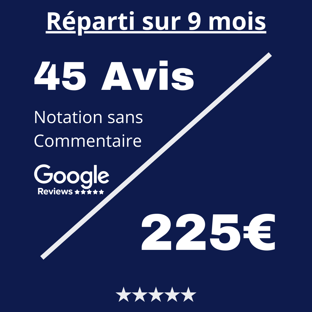 Acheter 45 Avis Google Review Notation sans Commentaire