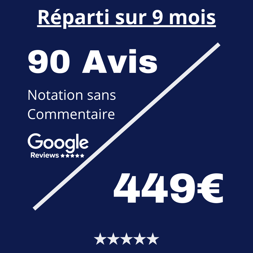 Acheter 90 Avis Google Review Notation sans Commentaire